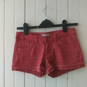 🆕 Zara Pull&Bear red denim low rise shorts 24 XXS